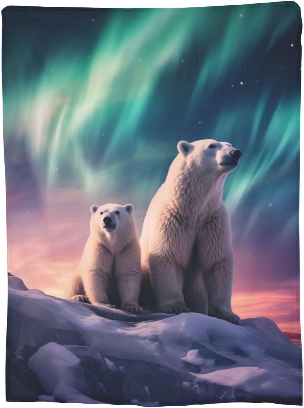 Polar Bear Blanket 60"x50" for Men Women Aurora Polar Bear Animal Gifts for Polar Bear Lover Soft Fuzzy Flannel Polar Bear Throw Blanket Polar Bear Decor Plush Gift for Birthday Valentines