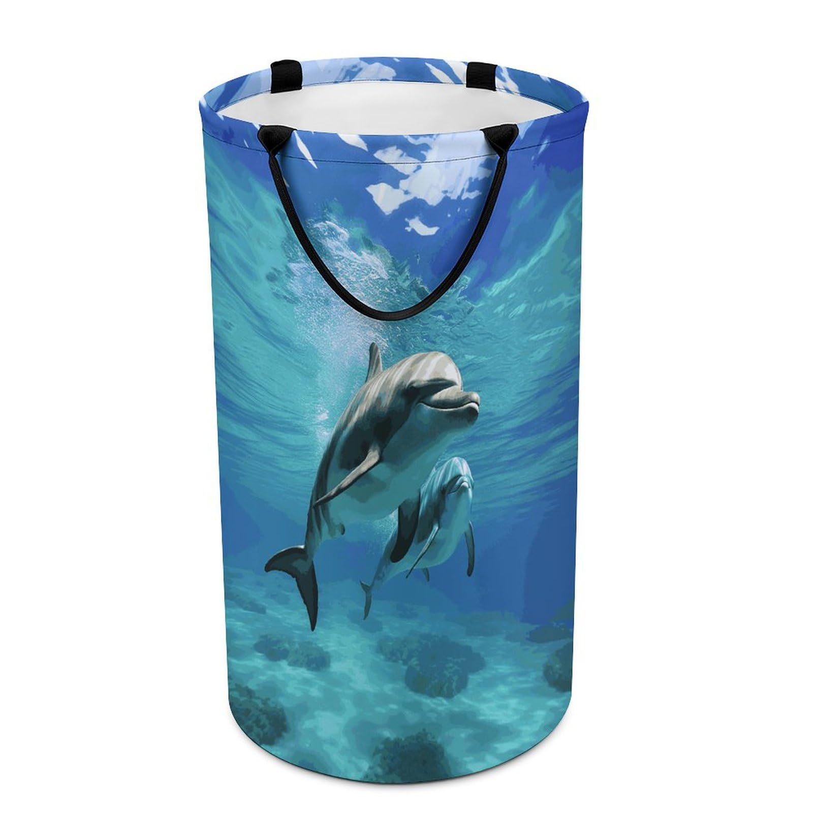 Panier à linge pliable avec poignées étendues et motif marin