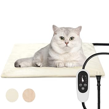 NICREW Pet Heating Pad with Auto Shut Off, Electric Pet Heated Bed Mat for Cats and Dogs, Temperature Adjustable, MET Safety Listed, 17.7 x 15.7 Inches, 55W (max)
