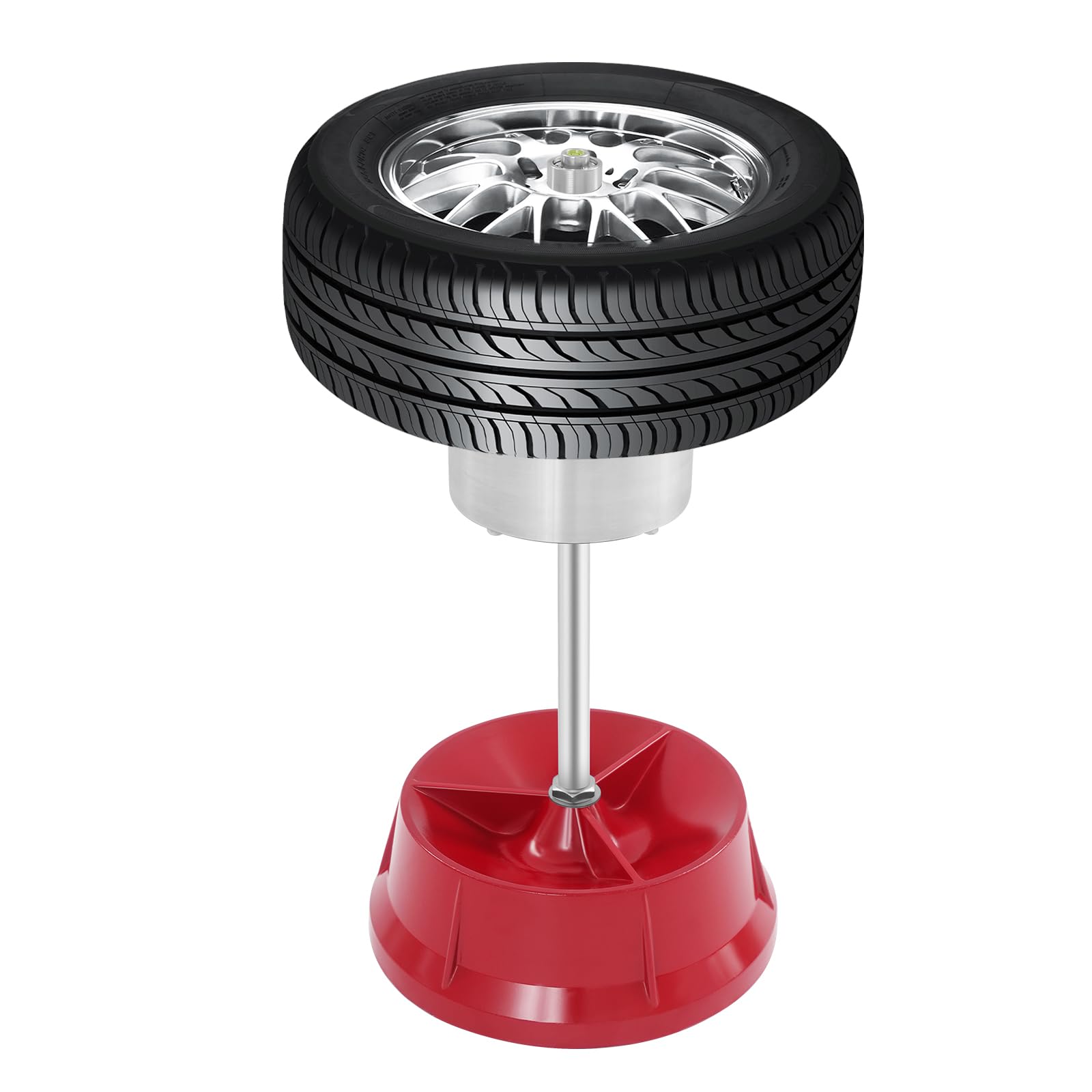 Equilibratore per pneumatici, bilanciatore per pneumatici, con base stabile, per la maggior parte delle auto e dei piccoli camion, 60,96 x 29,21 cm, rosso+argento