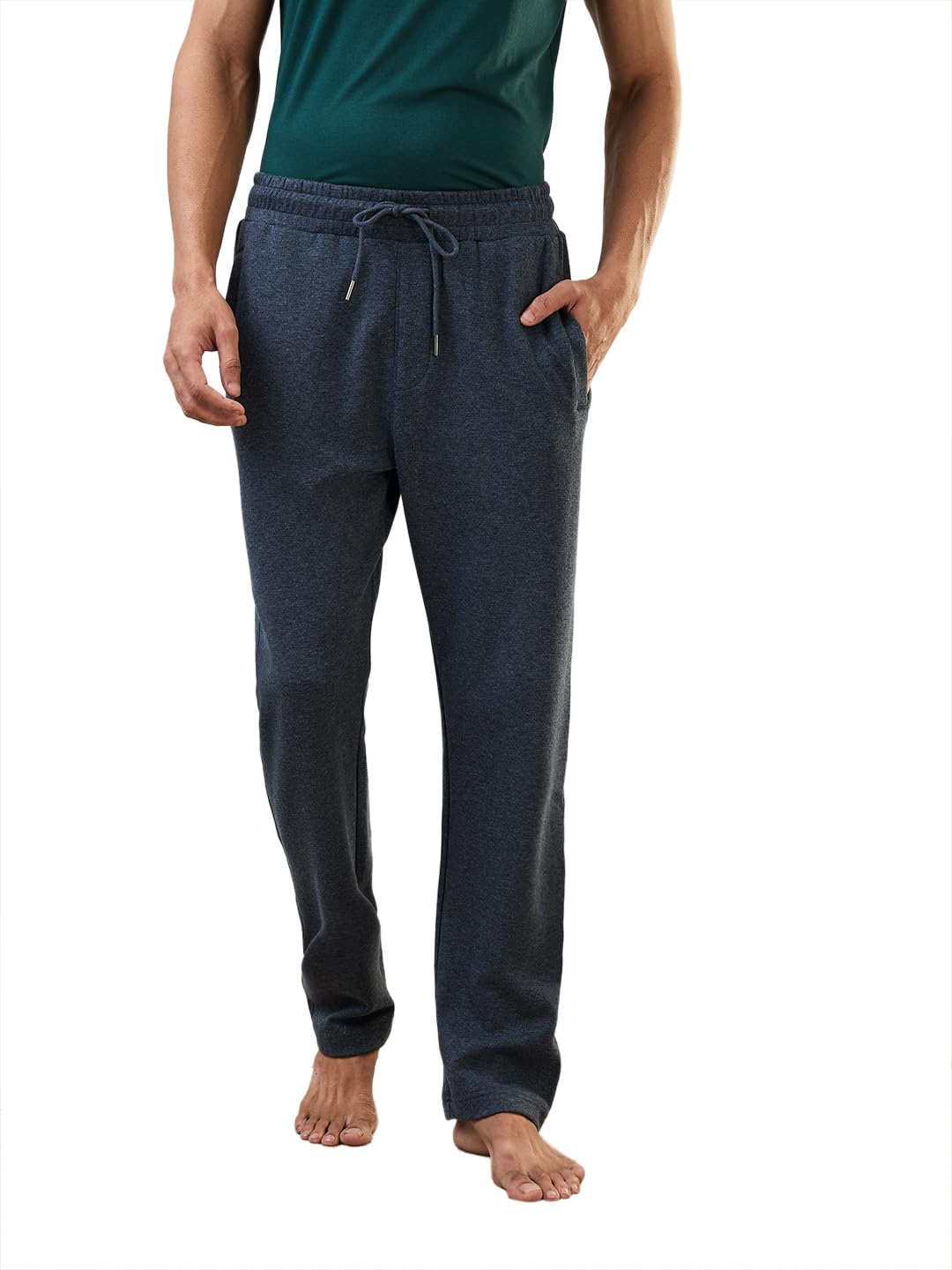 sleepz men regular fit solid pattern cotton polyester blend trackpant