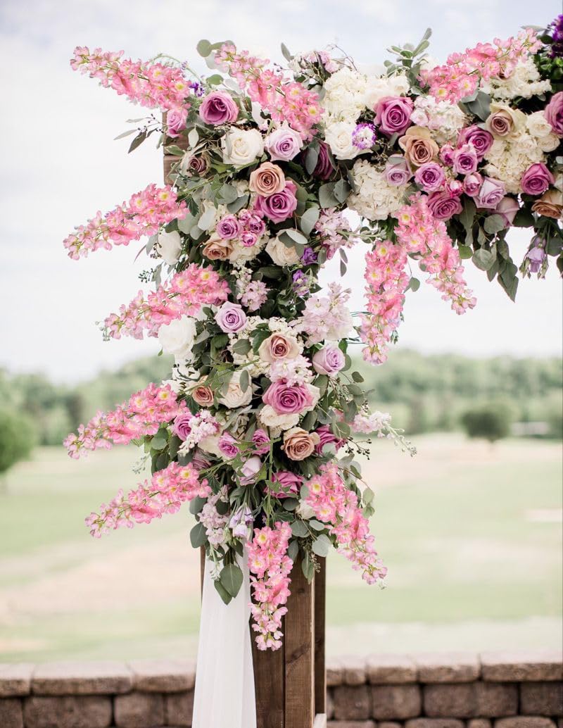5PCS Delphinium Artificial Flowers 39" Pink Flowers Faux Delphinium Stems for Tall Vase Home Wedding Table Decor(Pink)