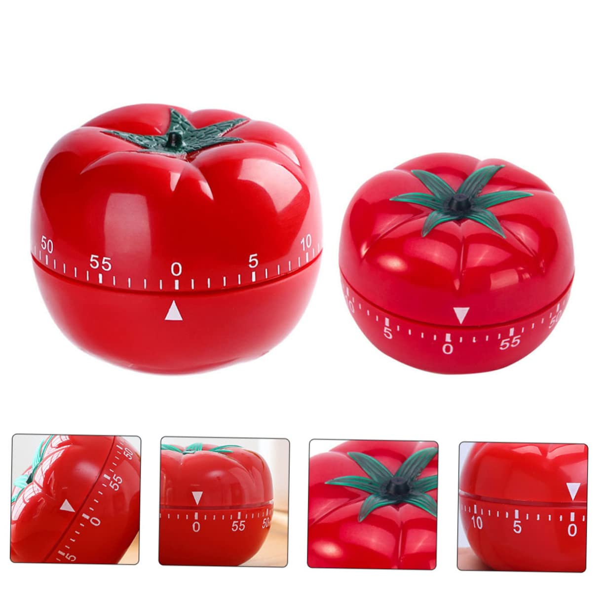 COLLBATH Temporizador Mecánico de Cocina sin Batería Forma de Tomate, 2 Piezas, Rotación Manual para Cocinar Cocina