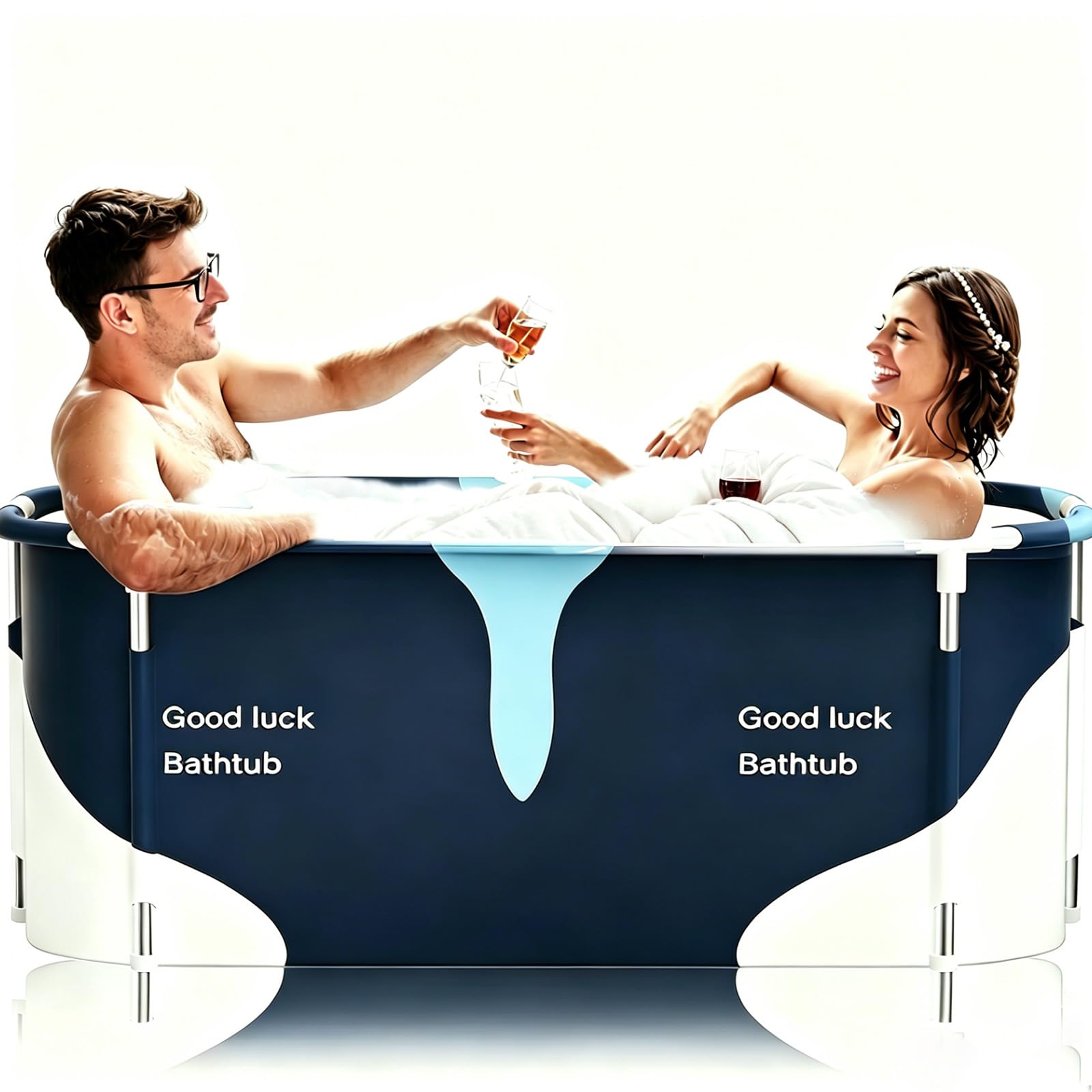 Baignoire portable et pliable - 140 cm - Sans installation - Baignoire autoportante - Isolation 6 couches - Grand spa familial - 140 cm x 60 cm x 55 cm