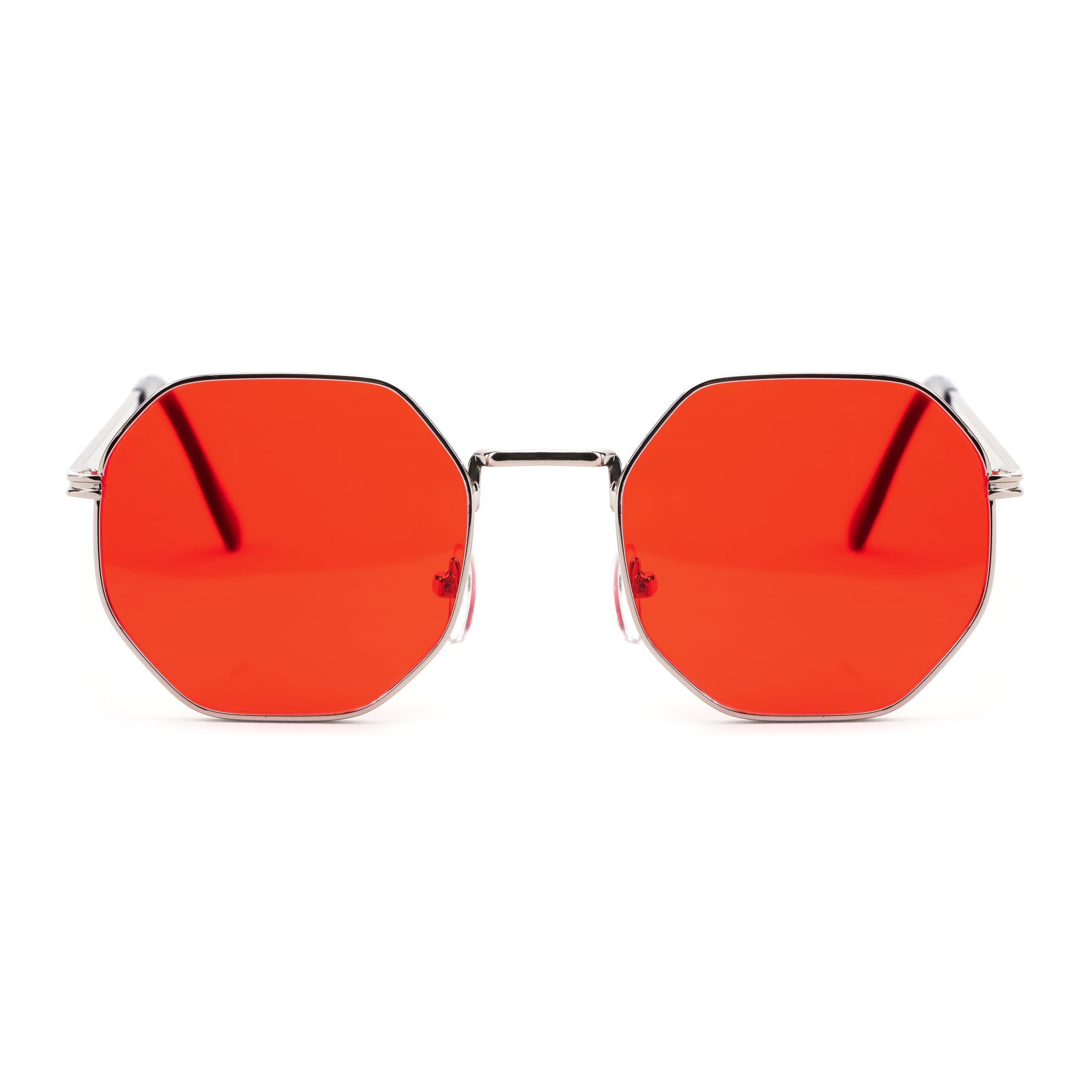 Hexagon Sunglasses for Men Women | UV Protection Metal Frame Double Bridge | Stylish Shades Lightweight Fashion Unisex Goggle Sun glasses-image-48