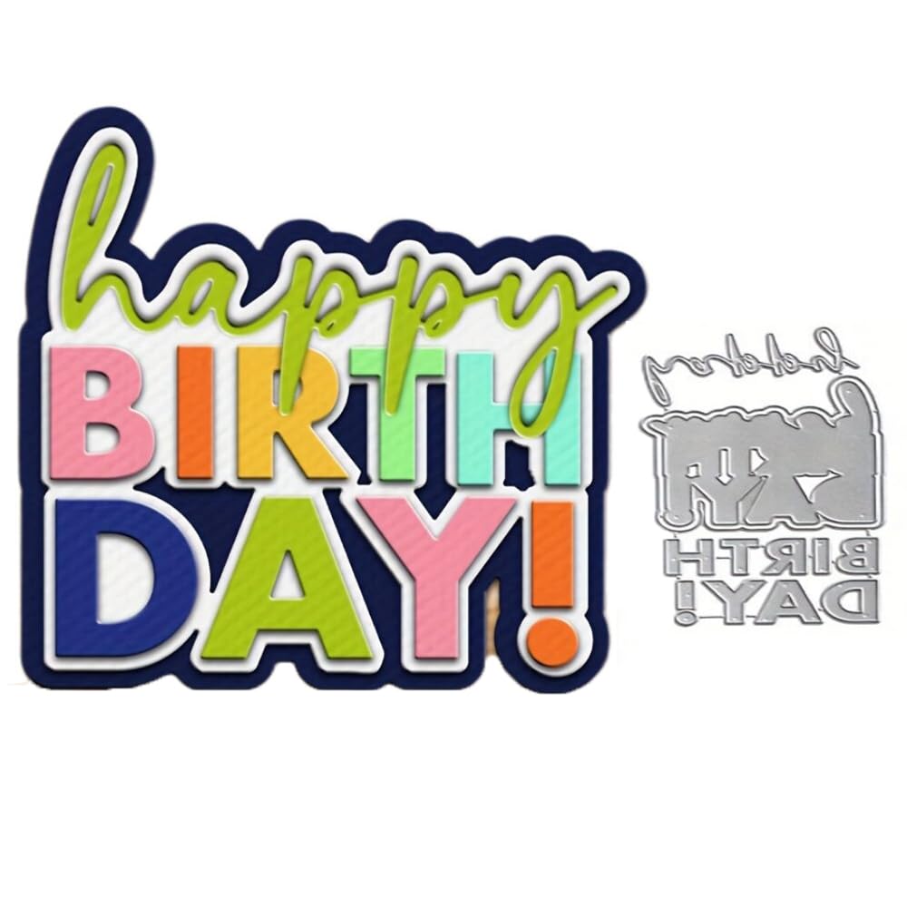 LZBRDY Happy Birthday Wishes Words Embossing Metal Cutting Dies for Card Making and Scrapbooking, Arts Crafts Birthday Craft Die Cuts Stencil