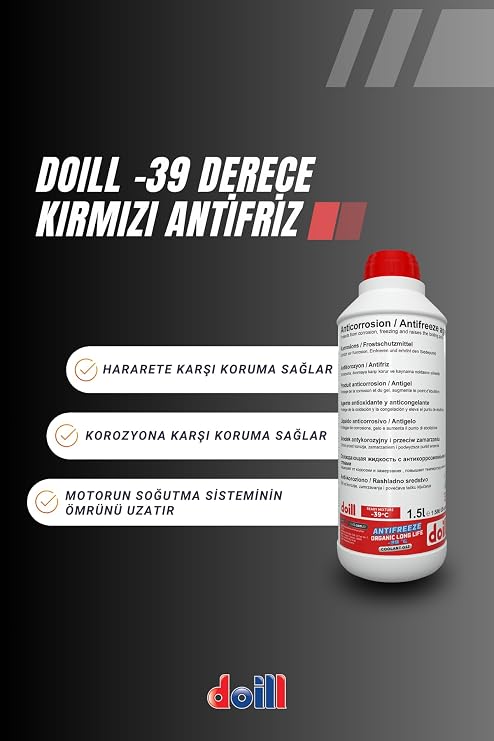 -39 / -40 Derece Hazır Karışım 1.5 Litre Kırmızı Organik Antifriz - G12 (Üretim Yılı: 2026)