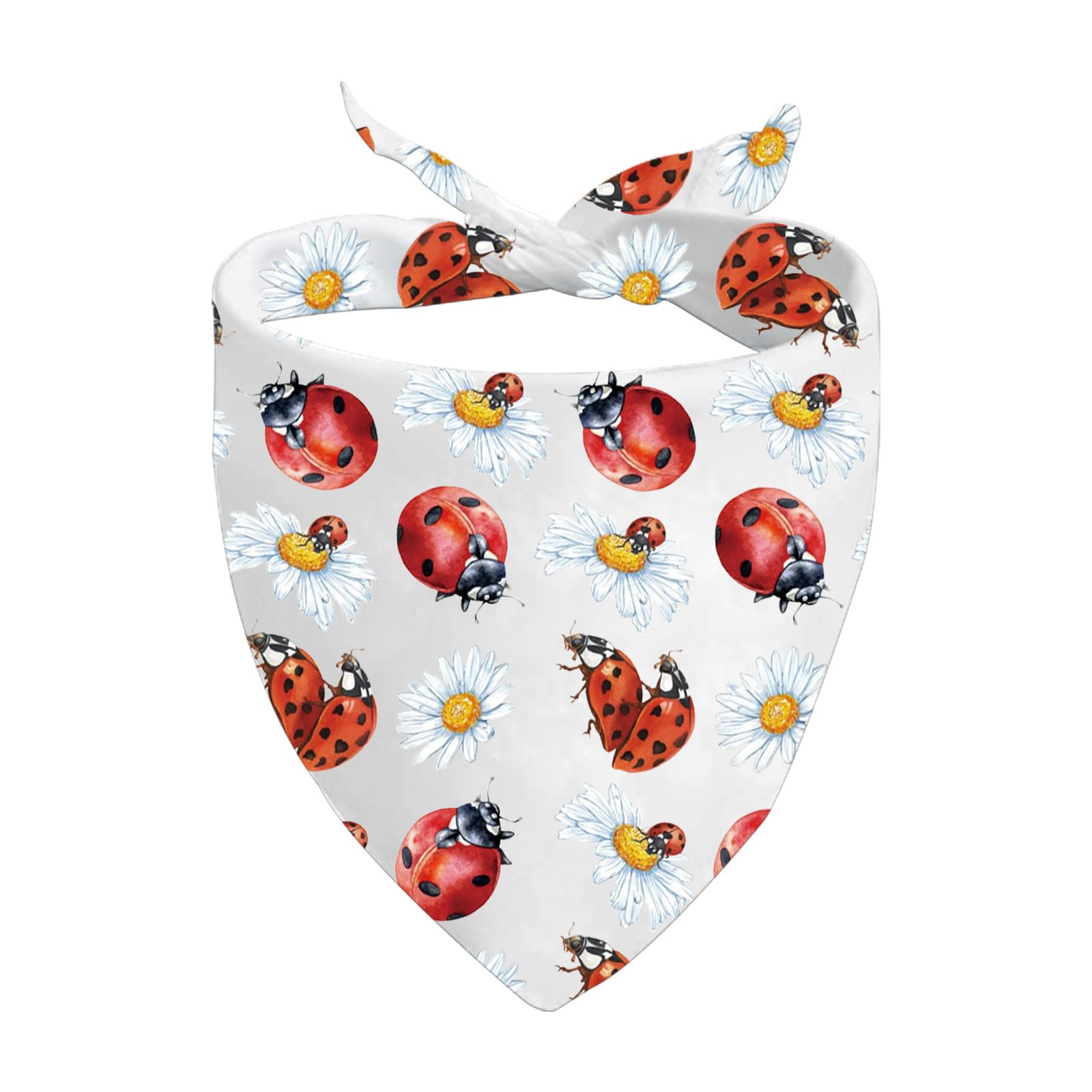 JXGZSO 1 Piece Ladybug and Daisy Puppy Bandana Spring Inspired Dog Scarf Nature Lovers Gift Summer Spring Dog Bandana (Ladybug Dog)