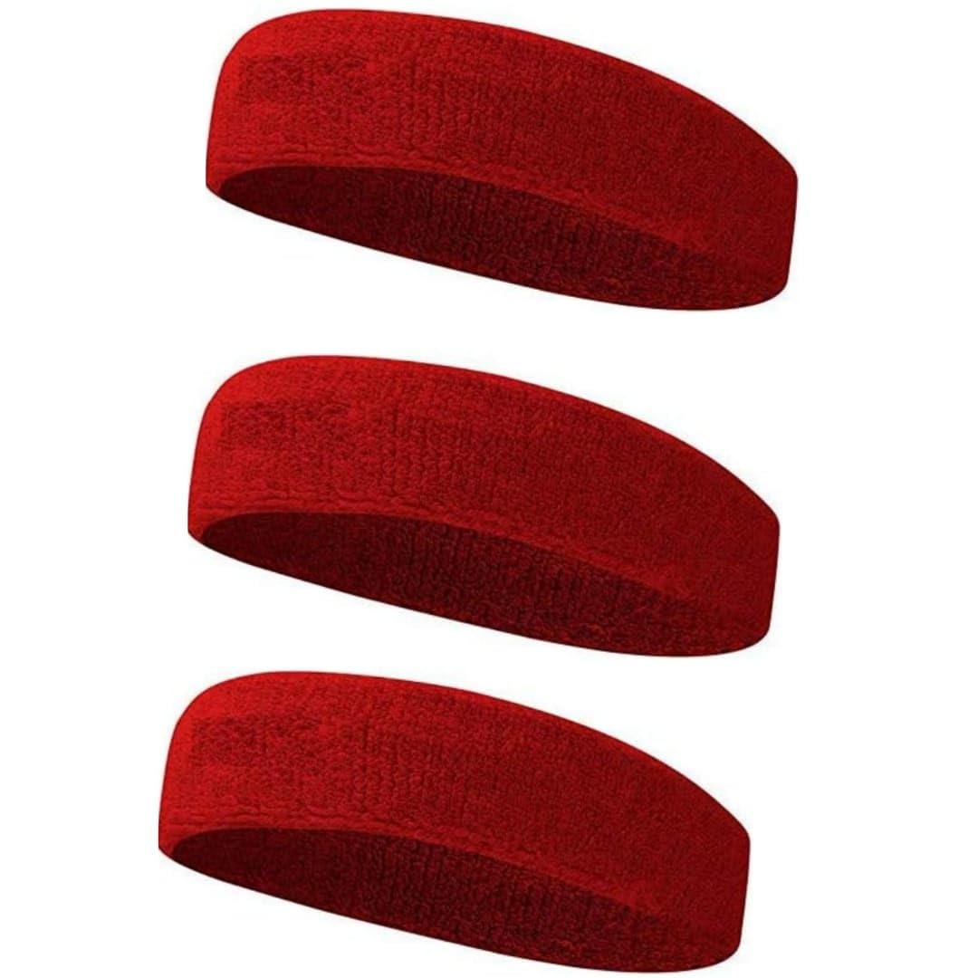 Natani Traders Sports Sweatband Headband Red, Super Stretchable (3) | Moisture Absorbing, Fits up to 40 cm-image-24