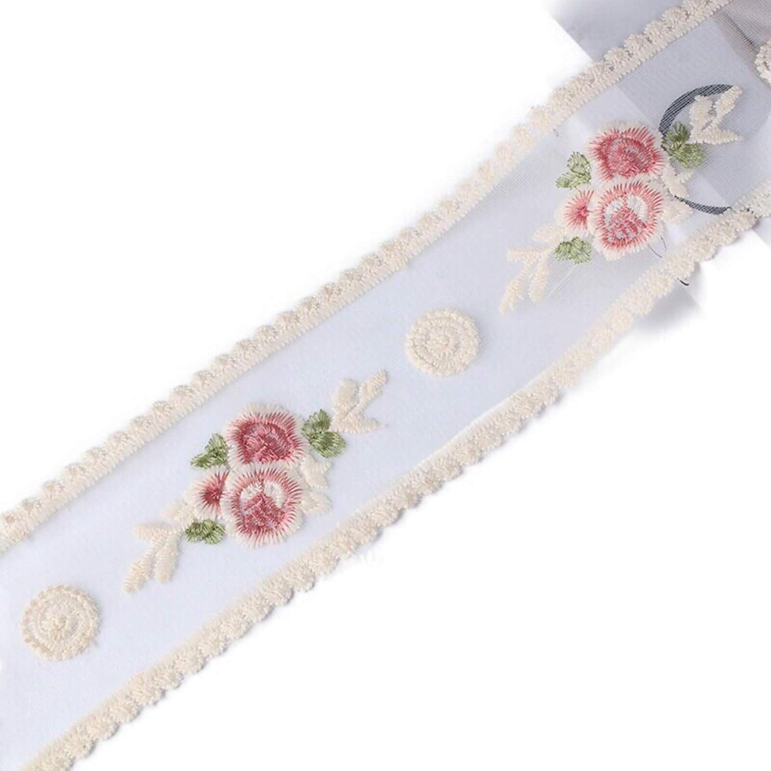 Sourcemall Lace Trim Ribbon, Delicate Cotton Embroidery Ribbon for Wedding/Bridal Decoration, DIY Craft Sewing, Home Decoration, 10 Yards (Beige) โ image 1