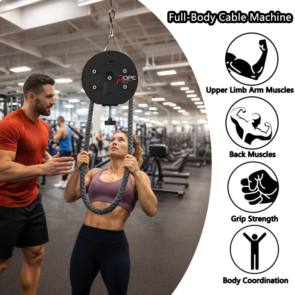 Endless Rope Trainer, Macchina a Corda Infinita Professionale, Resistenza Regolabile a Manopola (30 kg) per Palestre Commerciali e Studi Personal - capacità 150 kg