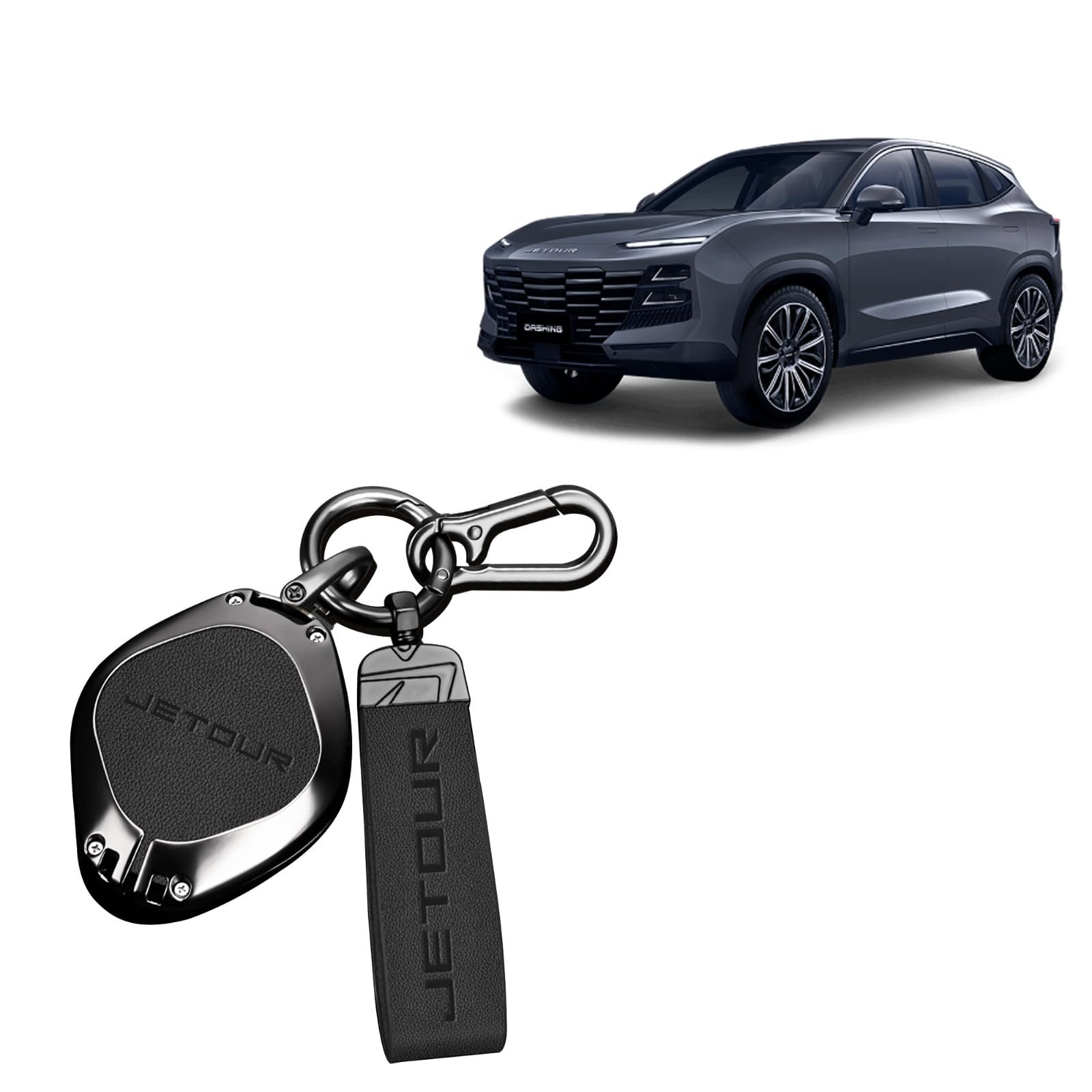 Amexim Key Fob Protector Compatible with Jetour Dashing | Jetour Accessories & Key Case | Zinc Alloy Key Wraps Encase Car Keys in Durable Style | Black