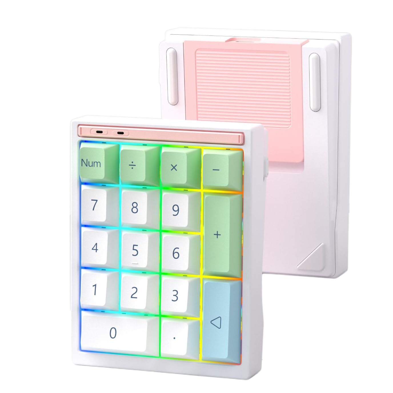 BOYI Y17 Aluminum Mechanical Numpad,Wireless RGB Numeric Keypad,Quick Release Number Pad,Bluetooth 5.0/2.4G/Type-C Tri-Mode Hot Swap 17 Keys PBT Keycap Macro Keypad for Laptop/PC/TKL Keyboards(White)-image-12