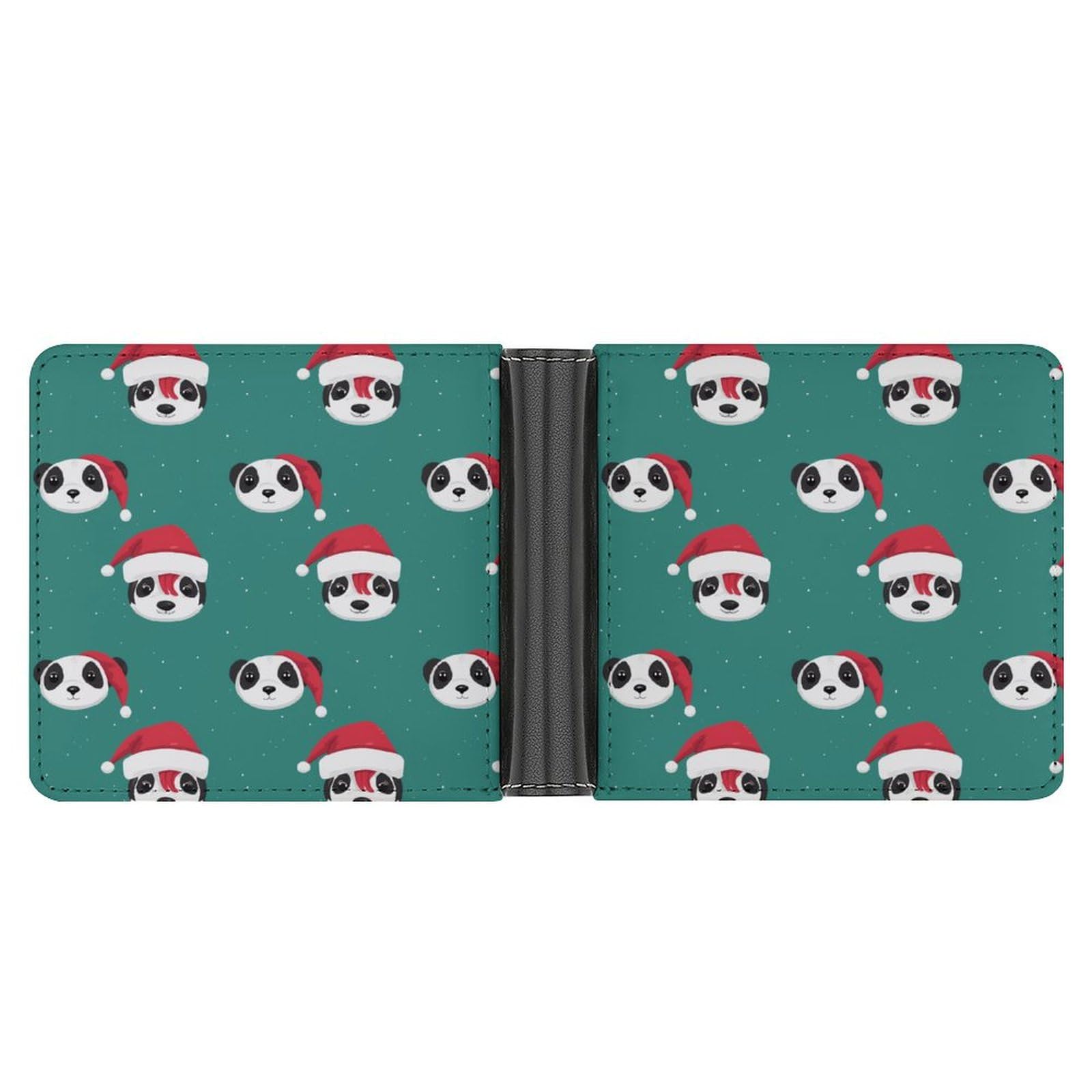 Christmas Panda Bifold Wallet PU Leather Coin Purse Lightweight Credit Card Holder Wallet Money Clip