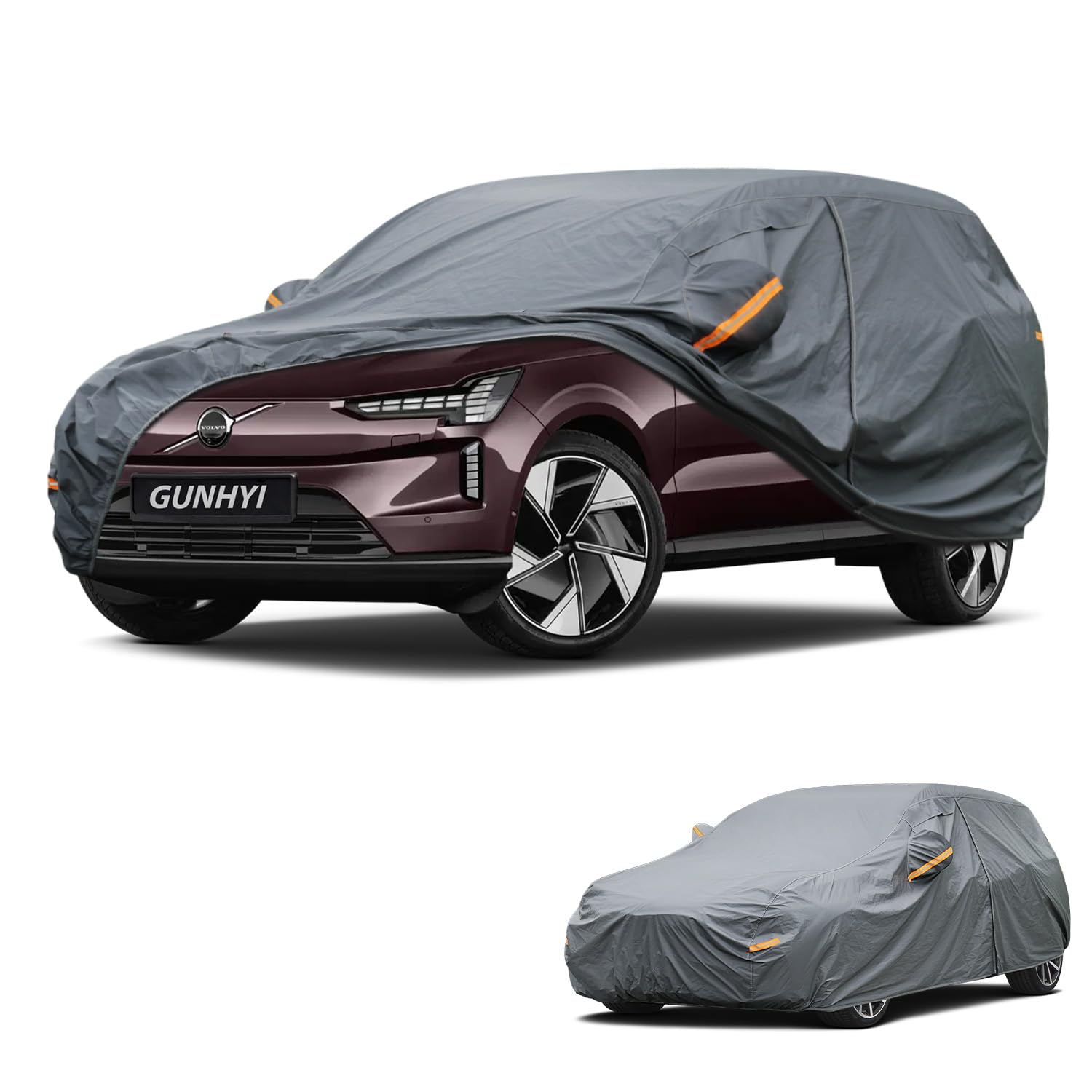 GUNHYI Premium Car Cover Custom Fit Volvo EX90, 16 Layers Heavy Duty Car Cover Waterproof All Weather with Zipper Door for Sun Rain Snow Dust Uv Protection