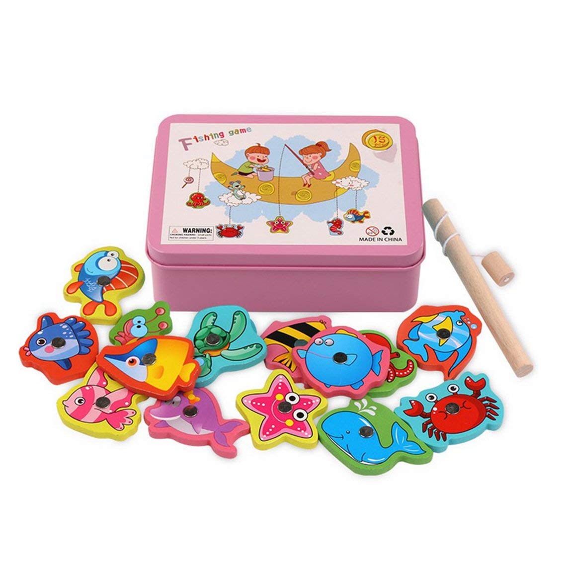 Buy Garciakia Outdoor Toys Fishing Pool Electric Magnetic Ocean Wood Fishing  Toy Rod Set For Kids Child Model Play Fishing Games(Color:pink) Online at  desertcartBermuda