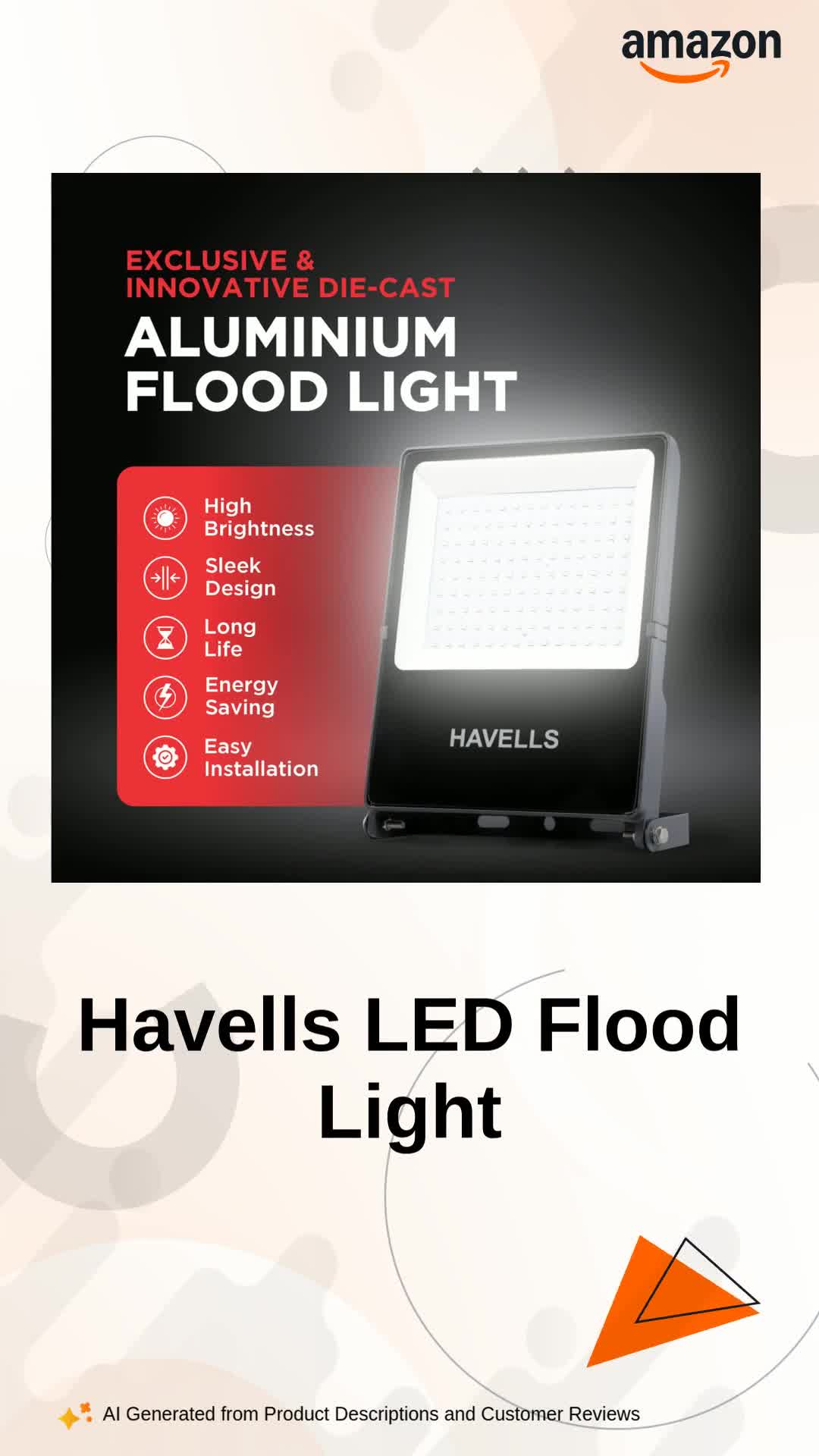 Havells Polycarbonate 30W LED Flood Light, Centura Neo 6K IP66
