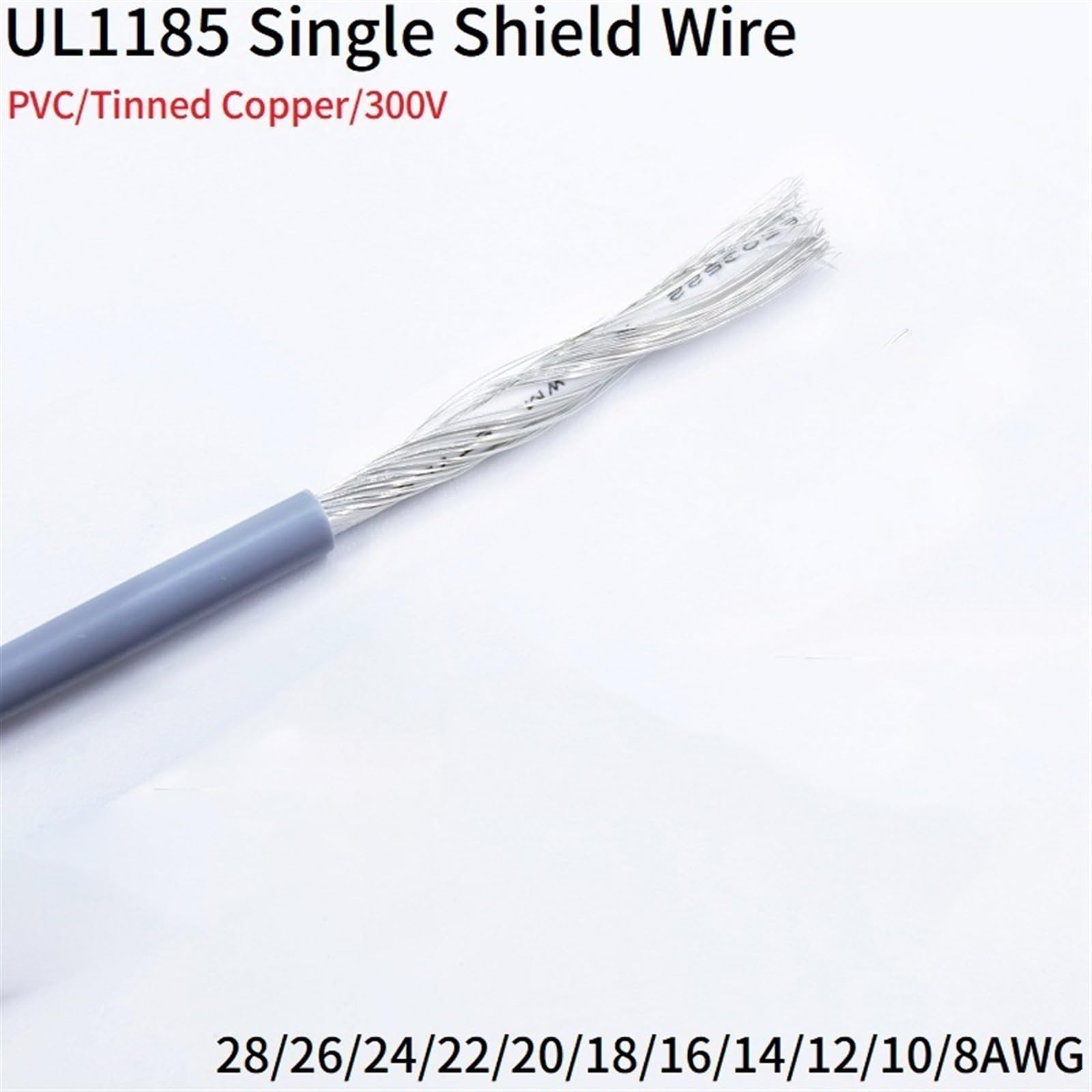cavo schermato, Cavo schermato for segnale audio a canale, altoparlante a nucleo singolo, 8-28 AWG, dimensioni multiple, UL1185(12awg,10m)