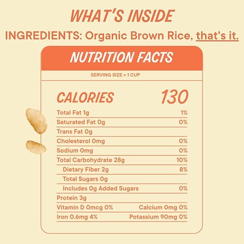 Miniatura 2 de The Real Cereal Company, Patatas fritas orgánicas de arroz integral, paquete de 3 unidades, certificado USDA orgánico, cero azúcar, sin gluten, sin