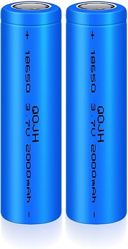 Batería recargable 18650 de 3.7 voltios 2000 mAh 3.7 V, batería de alta capacidad para linterna, faro, timbres de puerta, paquete de 2 (azul) 0.709