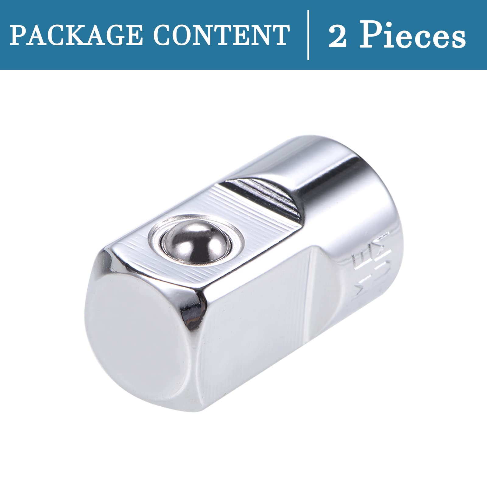 2 Adaptadores 1/4" Hembra A 1/2" Macho – Acero Cromo-Vanadio, Retén Con Resorte – Para Trinquete, Llave Y Destornillador