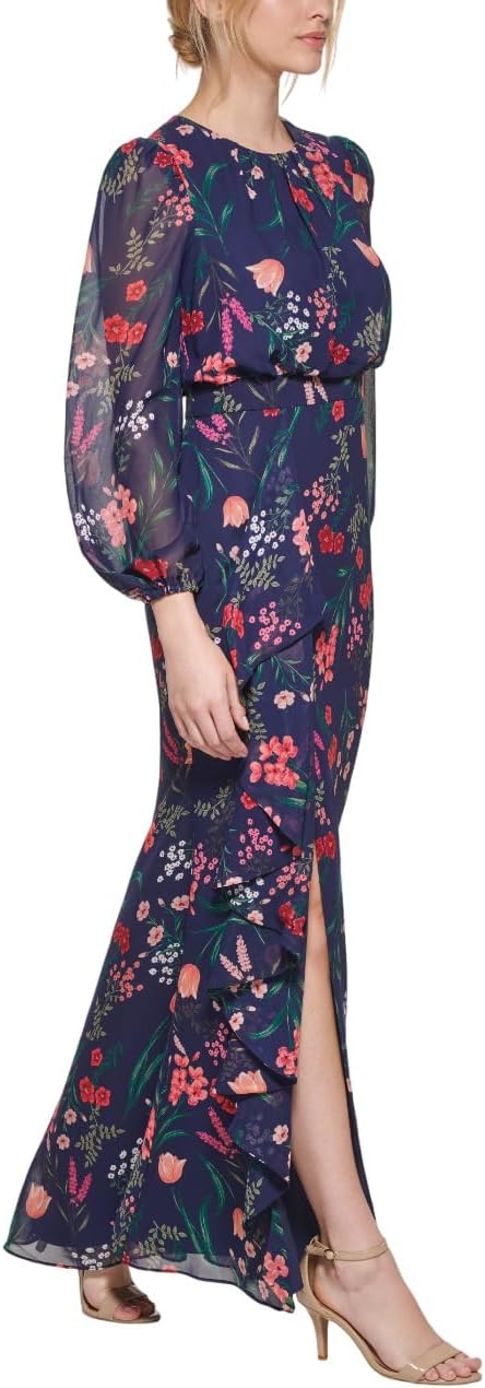 Eliza J Women's Balloon Sleeve High Neck Cascade Maxi Dress - Image 2