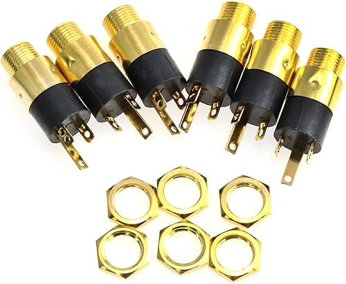 Lovelysp 0.138 in estéreo Jack Panel 0.138 in montaje conector chapado en oro Jack-6PCS