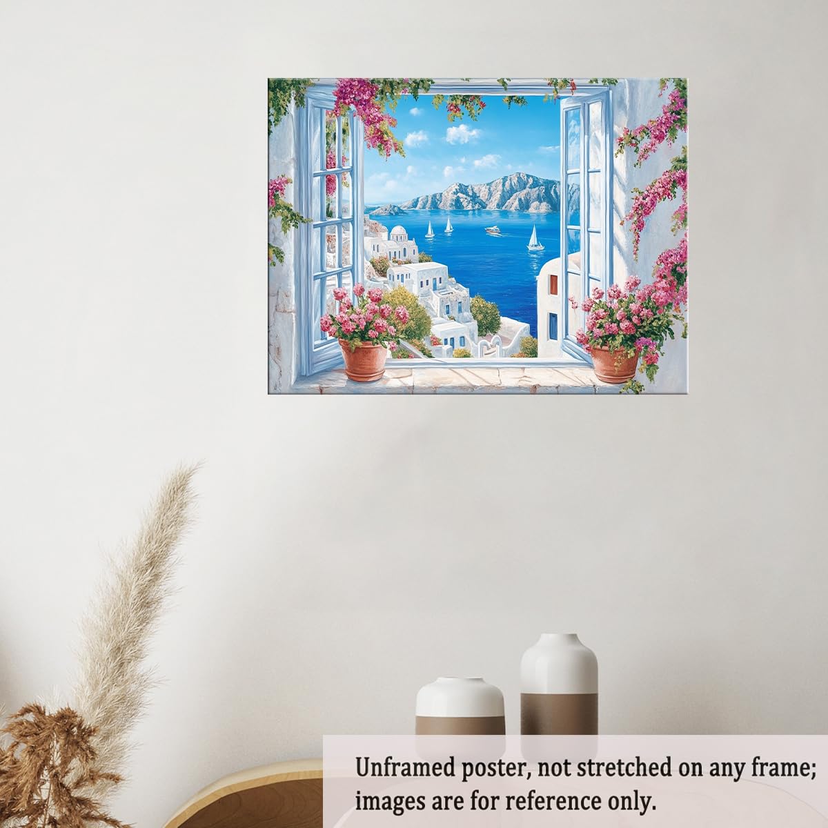 Amazon.com: Mediterranean Window Art – Flowers Painting, Coastal