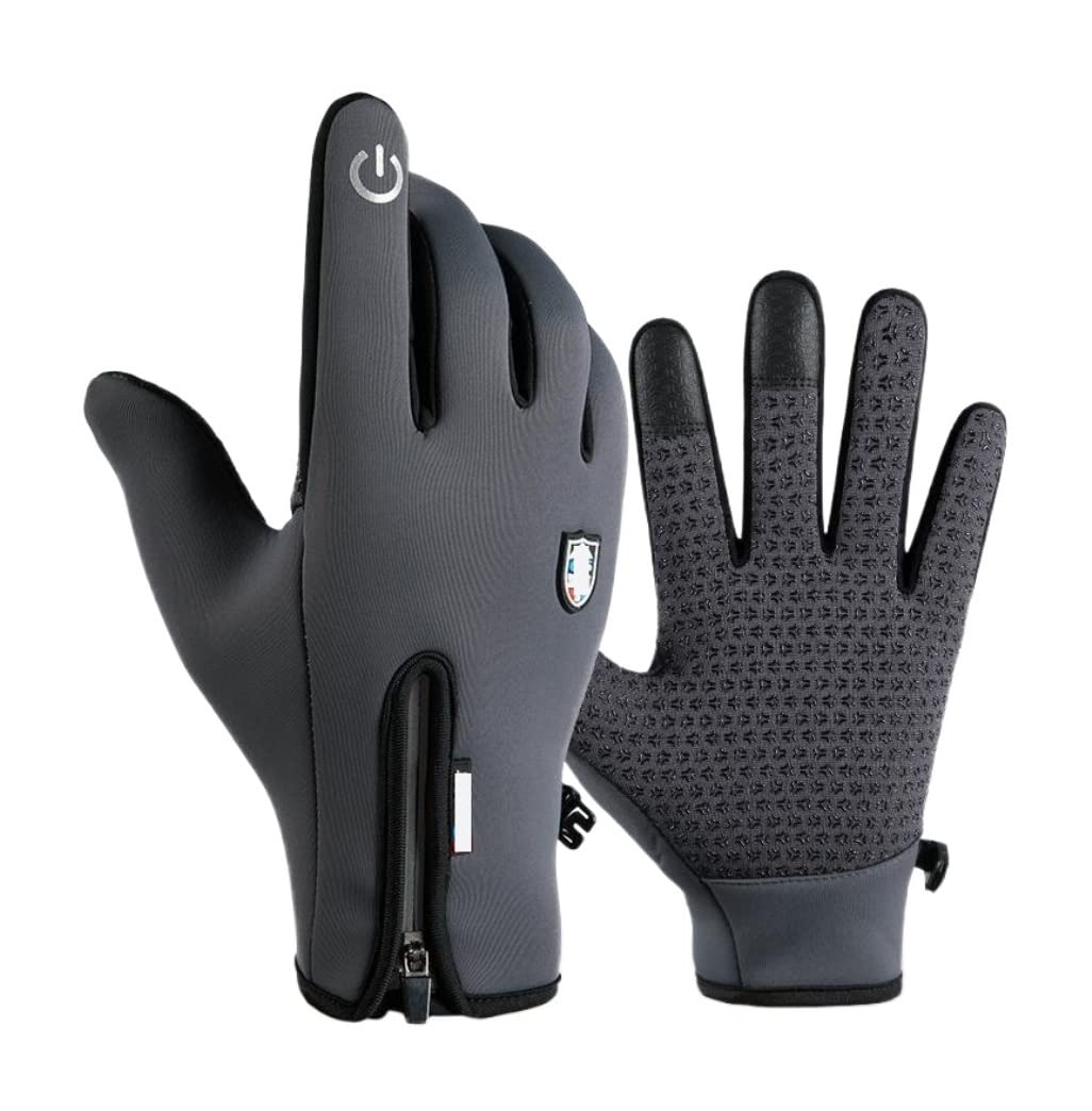 Guanti da Ciclismo Guanti da Sci Guanti Invernali da Uomo Impermeabili con Cerniera Touch Screen Antivento Caldi Guanti da Bici (Blue : Blu, Size : XL)