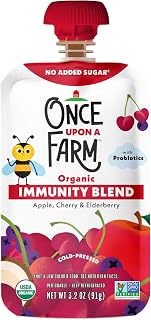 Once Upon a Farm Organic Apple, Cherry & Elderberry Immunity Blend, 3.2 Oz Pouch