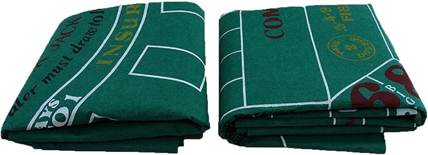 Portable Poker Table Top Tabletop Casino Felt Layout Double-Sided Game Tablecloth Non-Woven Fabric Craps and Blackjack Game Mat Fun Game Night Supplies - Cool Casino Gift for Kid