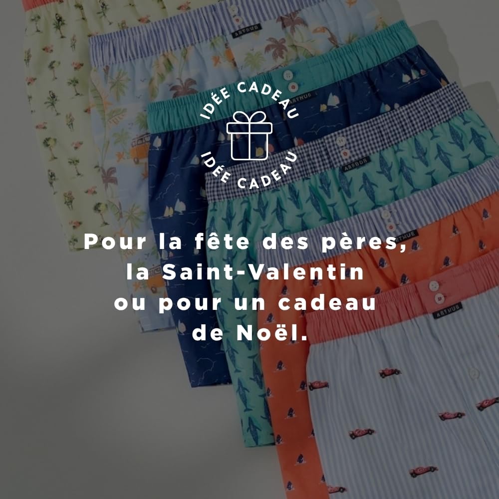 ARTHUR - Caleçon Homme avec Maintien Intégré - 100% Coton - Respirant & Doux - sous-vêtement Homme à Motifs Carreaux Vert et Bleu - Taille M