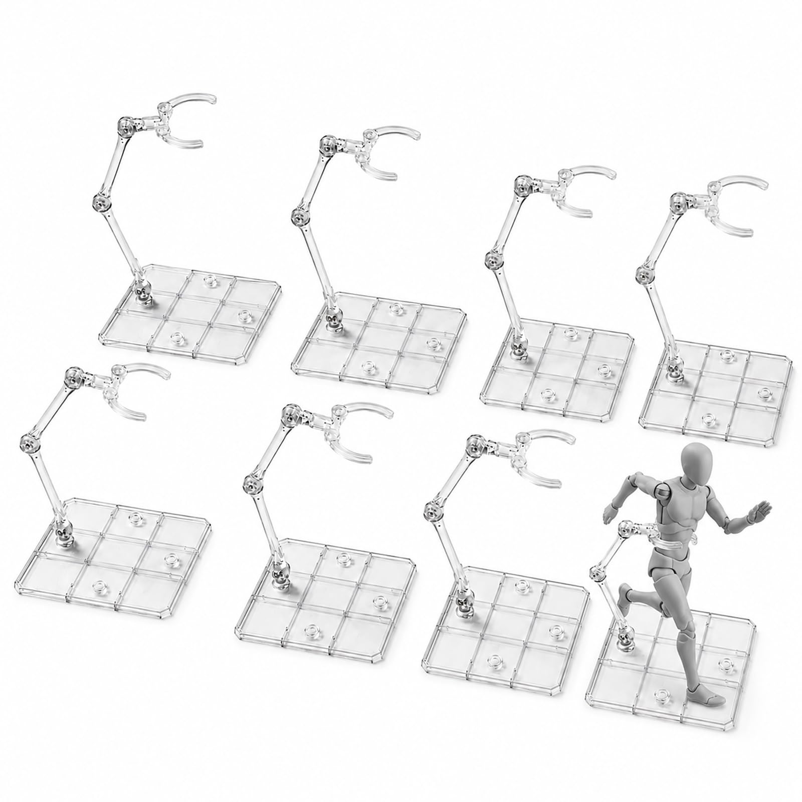 8pcs Action Figure Stands, Figure Stands for Action Figures with 9.5x7.3 cm Base, Secure Display Solution for Dynamic Poses, Versatile Support for Collectors and Hobbyists