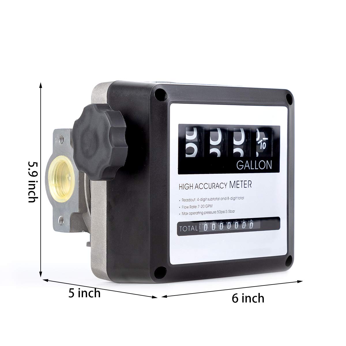 Aluminum Mechanical Fuel Transfer Meter 7 to 20 GPM 4-Digital Batch Display for All Fuel Transfer Pumps