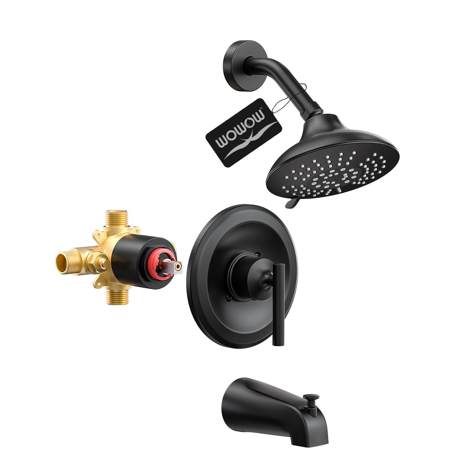 Black Shower Tub Faucet Set: WOWOW Shower Trim Kit with 6-Inch