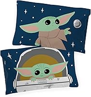 Vista 4 de Jay Franco Star Wars The Mandalorian Hello Grogu 1 funda de almohada reversible individual – Ropa de cama infantil súper suave de doble cara
