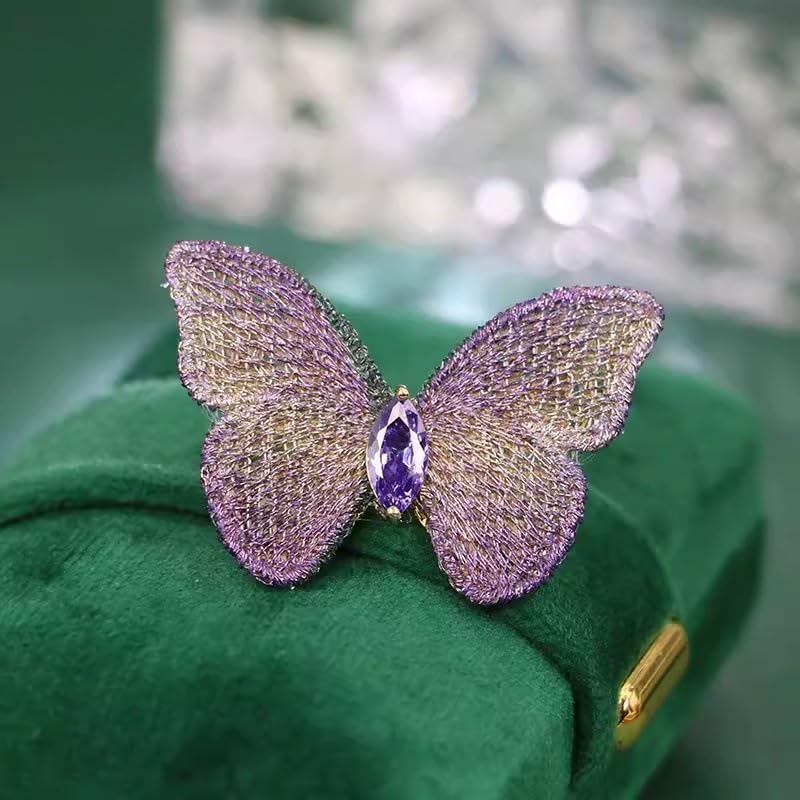 Image of Elegant Butterfly Wedding Brooch for Women Fashion Cubic Zirconia Corsage Unique Embroidery Party Elegant Insect Butterfly Lapel Pin for Suit Coat Jacket Sweater Accessories Gift Xmas Birthday