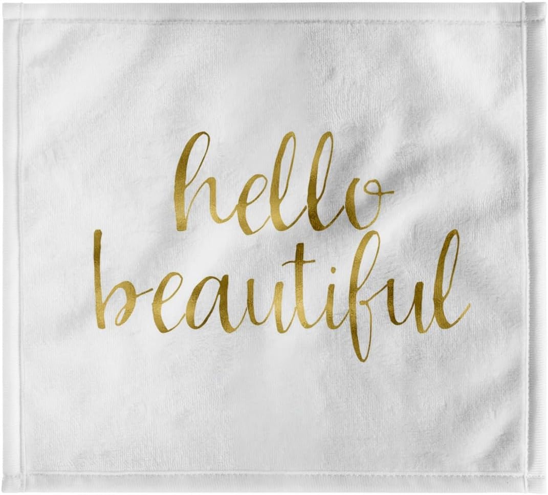 3dRose Picturing Gold Hello Beautiful 22x30 Bath Hand Pool Towel