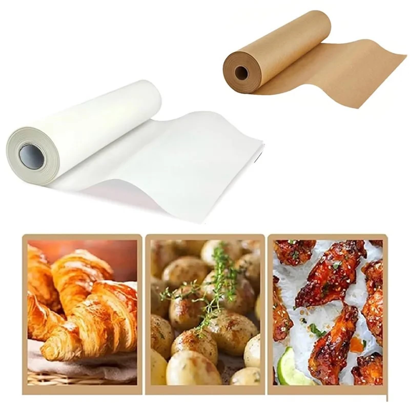 papier cuisson Rouleau de papier sulfurisé for la cuisson avec coupe-dents, à friteuse air, du pain vapeur(20m wood)
