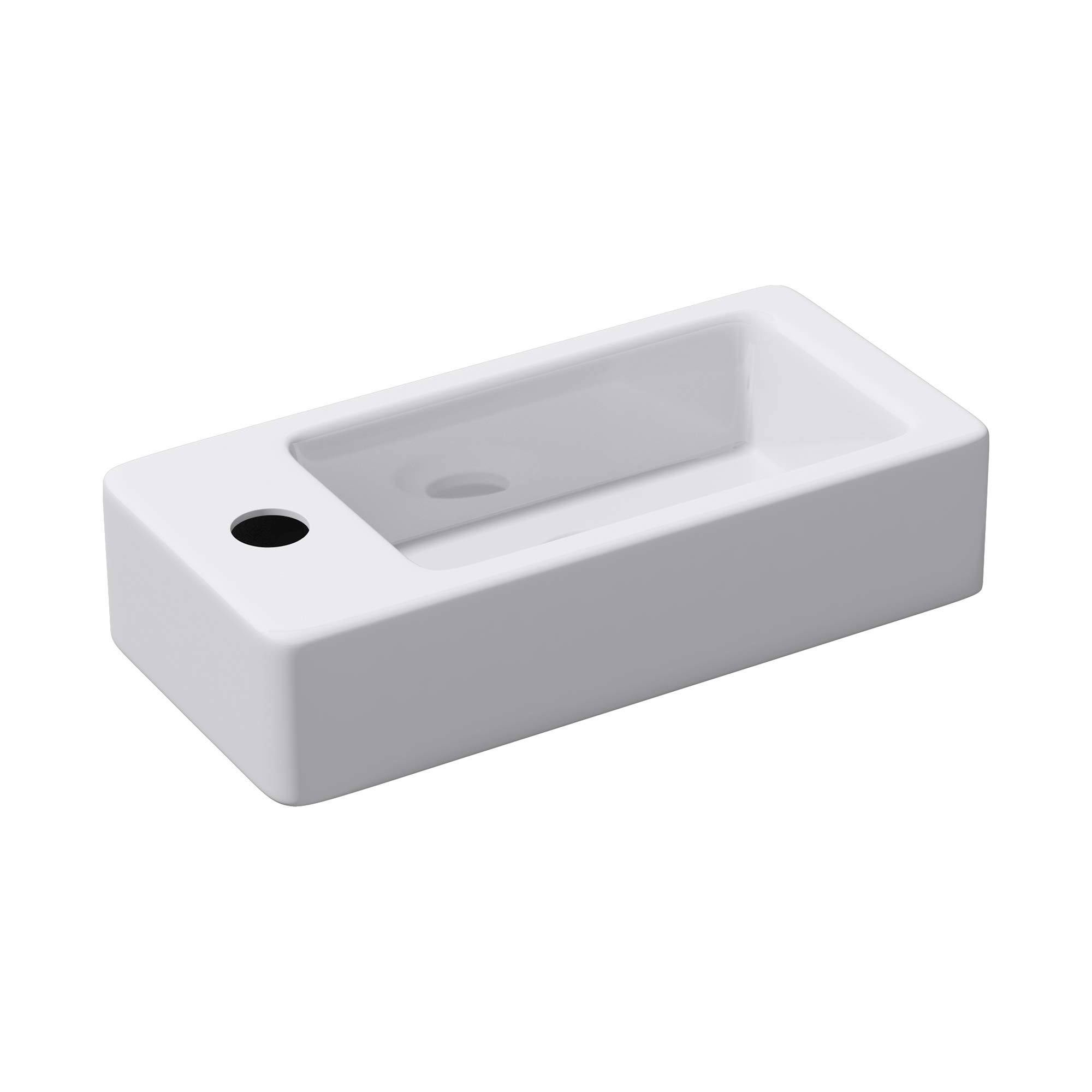 doporro Lavabo Vasque à Suspendre à Monter au Mur Salle de Bains Petit Lave-Mains pour WC en Céramique Design Bruxelles3053R 37,5x18x8,8cm