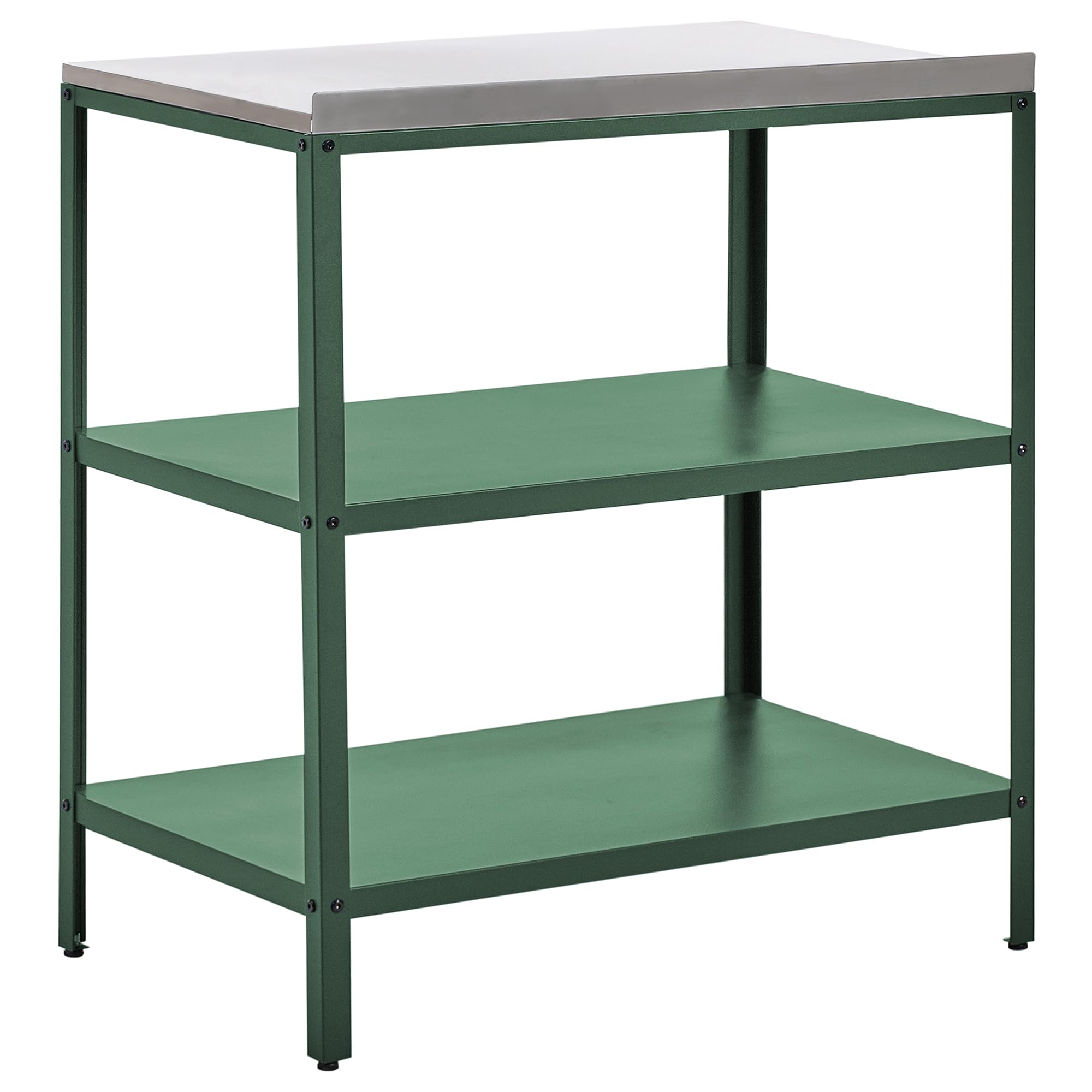 Beliani Isla de Cocina de jardín Exterior con estantes y encimera de Acero Inoxidable 80x50x92 cm Verde Vilama
