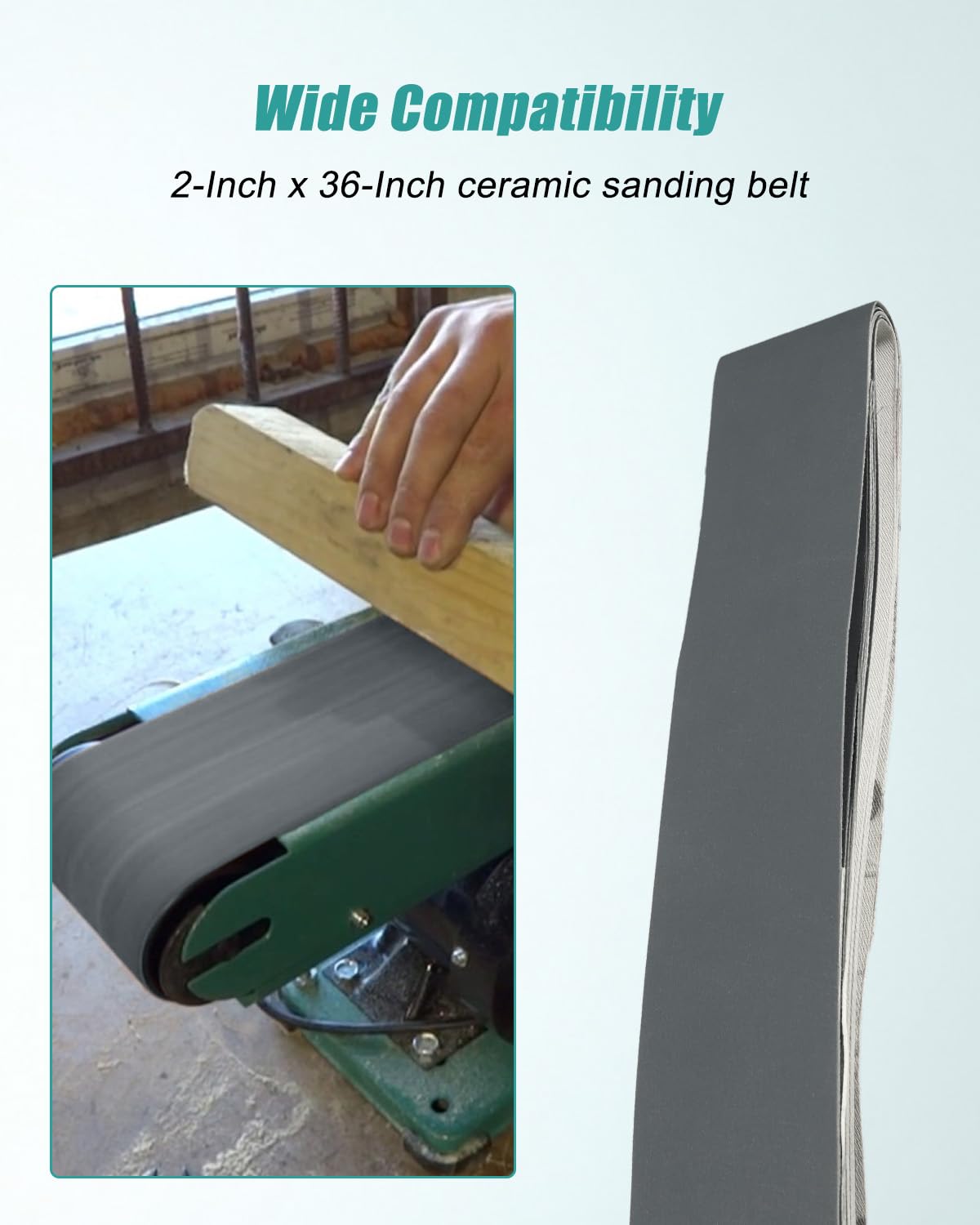 2 x 36-Inch Ceramic Sanding Belt Set, Heavy Duty Abrasive Belts for Wood Metal Plastic Stone, 60/80/120/180/240/400 Grit, 6 PCS