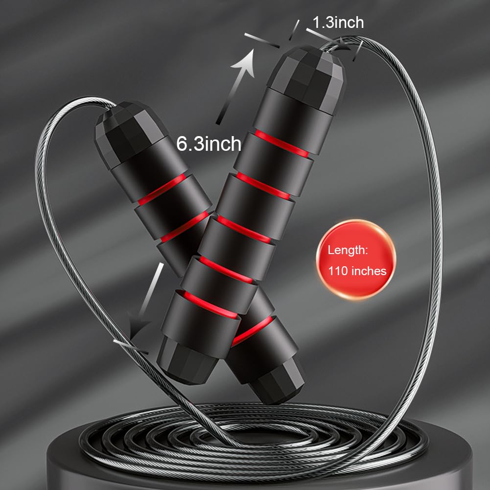Juturna Jump Rope with Ball Bearings, Tangle-Free Rapid Speed Jumping Rope for Women Men Kids, Adjustable Jump Ropes Skipping Rope with Foam Handles for Workout Fitness Exercise (Red1)
