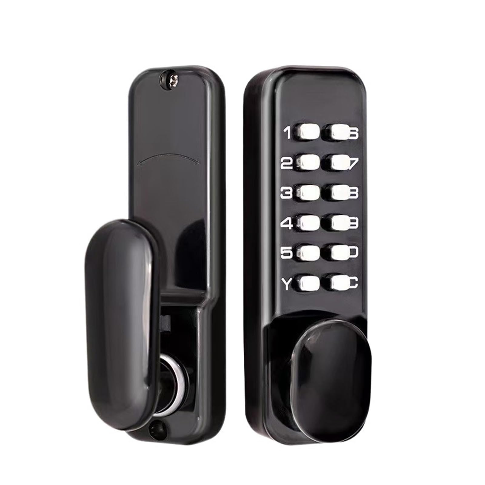Serrure de poignée de porte mécanique à code bouton-poussoir noir sans clé