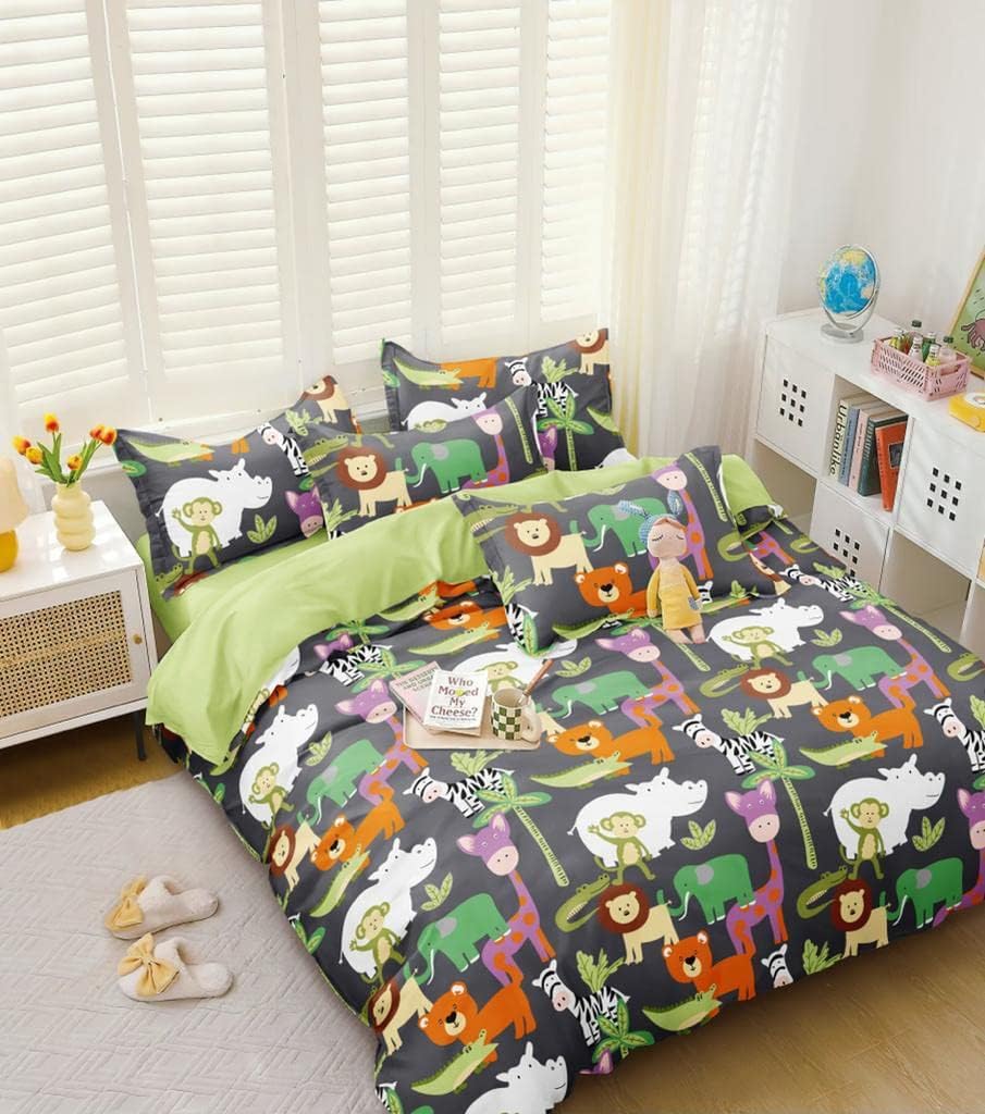 Aroma Brand Teens Cotton Nursery Print Reversible Kids Comforter Set - Single Bed (1 Comforter, 1 Bedsheet, 1 Pillow Cover, 180 TC) Color-24-image-4
