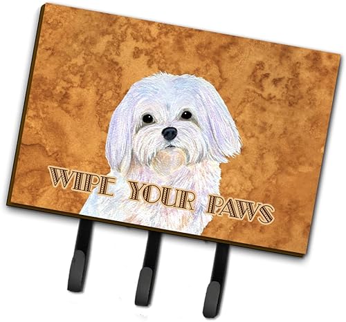Caroline's Treasures SS4897TH68 Puppy Cut Maltese Wipe Your Paws - Correa o soporte para llaves, ganchos de pared, ganchos para llaves, perchero de
