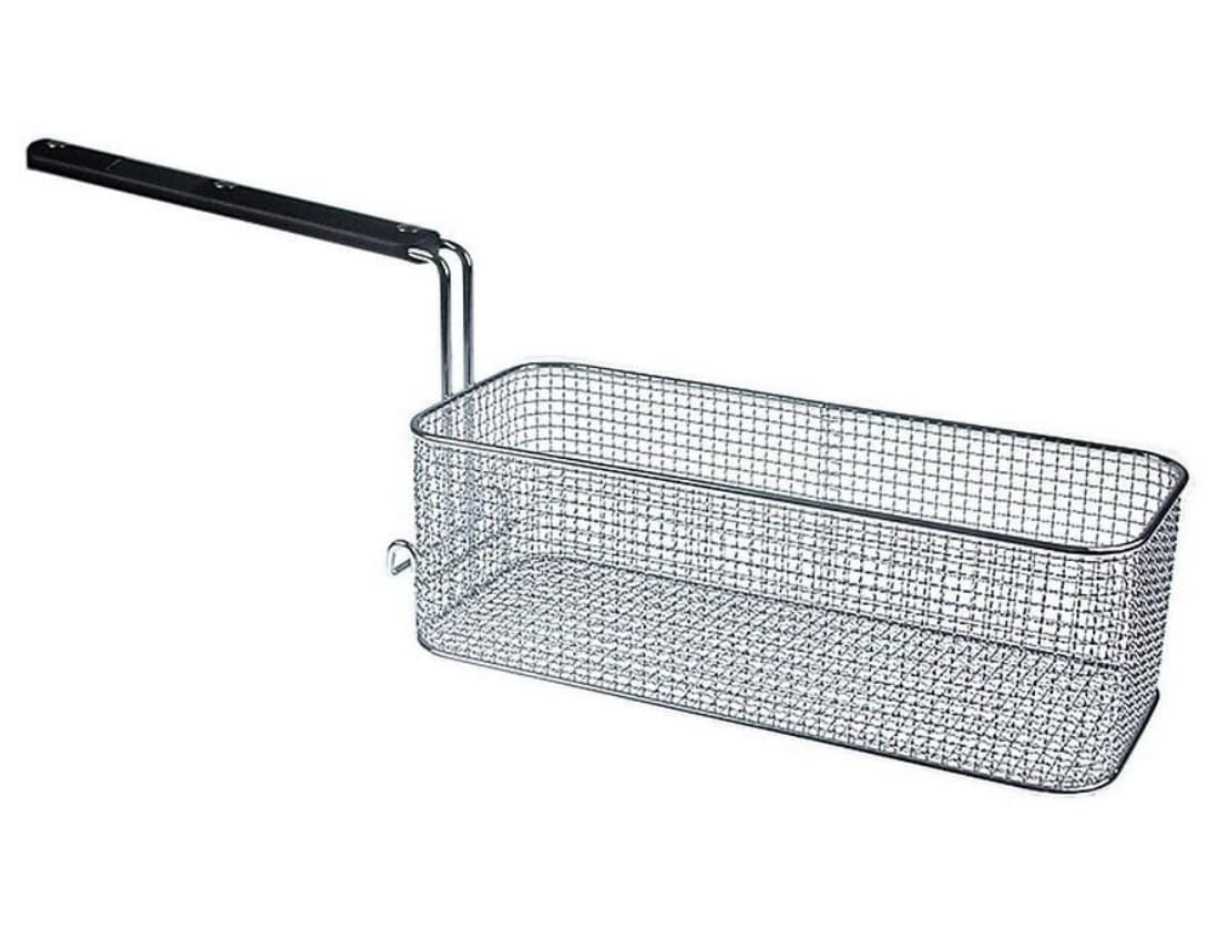 RO Linea Blanca ® Cesta Freidora Inox 370x150x120mm Malla Reforzada Mango Aislante Gancho Escurrido Repuesto Hosteleria Compatible con Angelo Po Compatible con Sagi