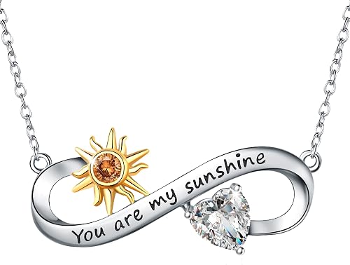 URMWMOO Sun Necklace S925 Sterling Silver You are My Sunshine Infinity Pendent N
