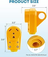 Vista 4 de Kohree Enchufe RV Hembra de 30 Amperios, Receptáculo RV de Repuesto Resistente 125/250V, Enchufe NEMA TT-30R con Mango de Agarre Ergonómico para RV