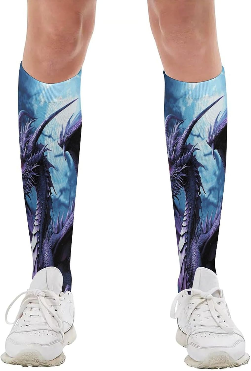 Purple Dragon Purple Moon Compression Sock Breathable Support Socks Lightweight Knee High Tube Socks for Women Men